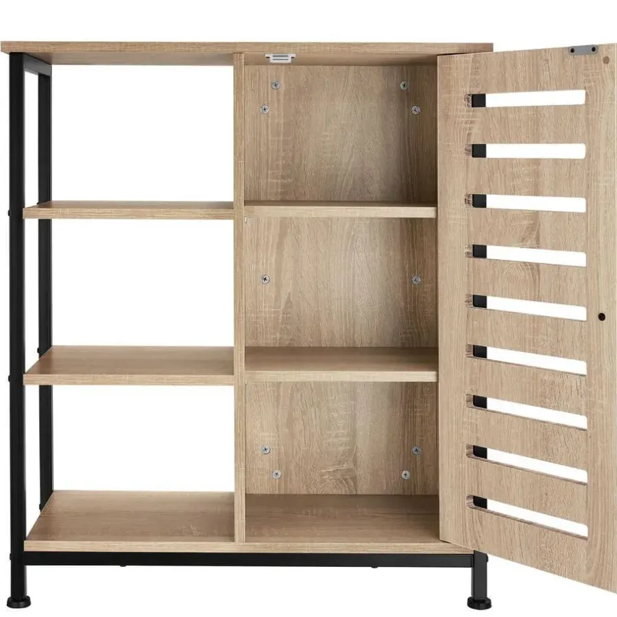 Wandkasten-tectake Wandkast 71x32x82cm, Industrieel Licht Hout, Eiken Sonoma
