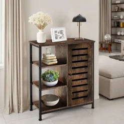 Wandkasten-tectake Wandkast 71x32x82cm, Industrieel Hout Donker, Rustiek