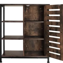 Wandkasten-tectake Wandkast 71x32x82cm, Industrieel Hout Donker, Rustiek