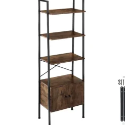 Wandkasten-tectake Wandrek Brentwood 57,5x34x173cm, Industrieel Hout Donker, Rustiek