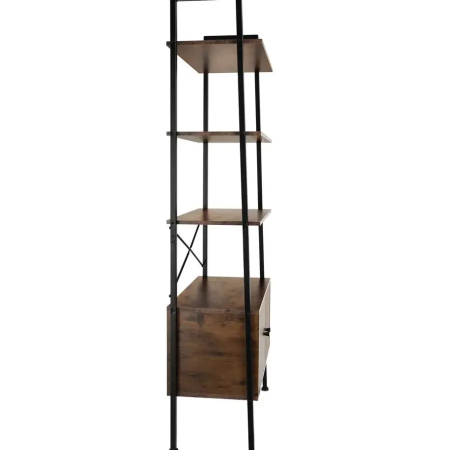 Wandkasten-tectake Wandrek Brentwood 57,5x34x173cm, Industrieel Hout Donker, Rustiek