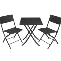 tectake Wicker balkonset Trevi, Zwart