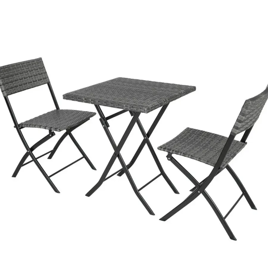 tectake Wicker balkonset Trevi, Grijs