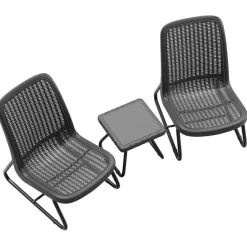 Bistro- & Balkonsets-tectake Wicker bistroset Modica voor 2 personen - Grijs