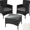 Bistro- & Balkonsets-tectake Wicker bistroset Luzern 2+1 met kussenhoezen in 2 kleuren - Zwart