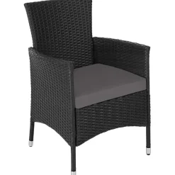 Bistro- & Balkonsets-tectake Wicker bistroset Luzern 2+1 met kussenhoezen in 2 kleuren - Zwart