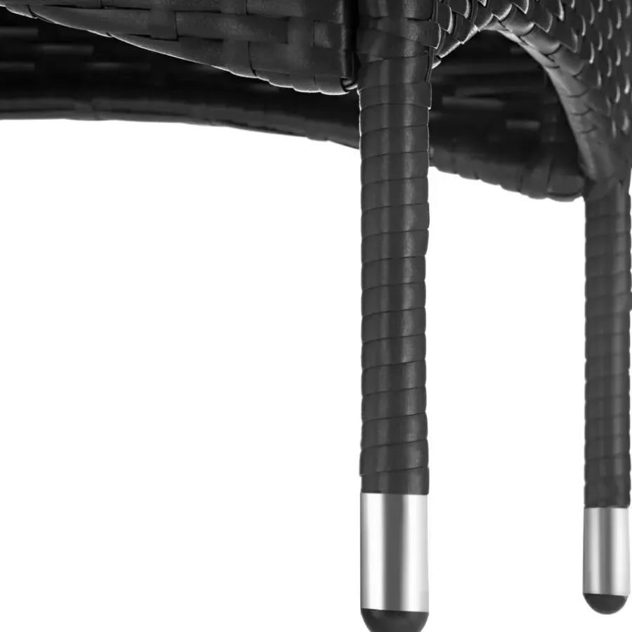 Bistro- & Balkonsets-tectake Wicker bistroset Luzern 2+1 met kussenhoezen in 2 kleuren - Zwart