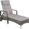 tectake Wicker ligbed Cassis, Grijs