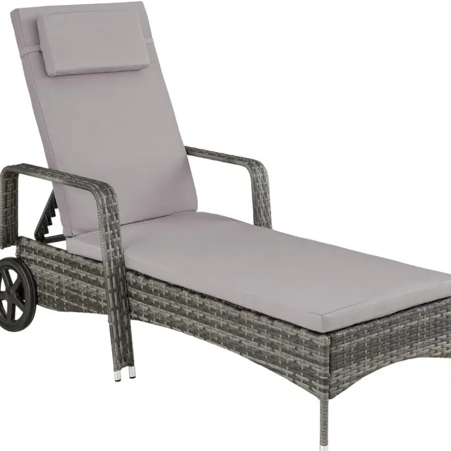 tectake Wicker ligbed Cassis, Grijs