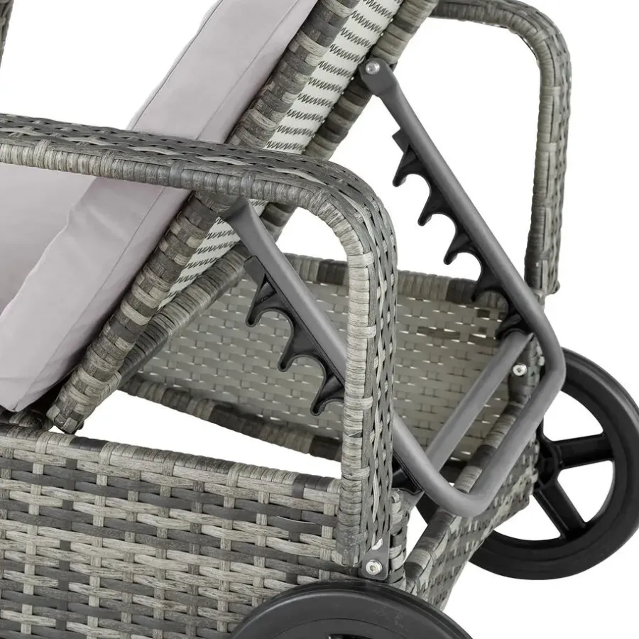 tectake Wicker ligbed Cassis, Grijs