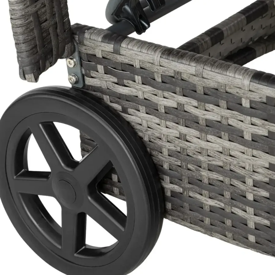 tectake Wicker ligbed Cassis, Grijs