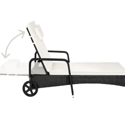 Ligbedden-tectake Wicker ligbed met wielen, Zwart/beige
