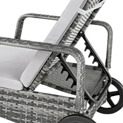 tectake Wicker ligbed met wielen, Grijs/lichtgrijs