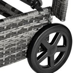 tectake Wicker ligbed met wielen, Grijs/lichtgrijs