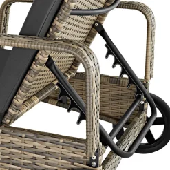 Ligbedden-tectake Wicker ligbed met wielen, Natuur/donkergrijs
