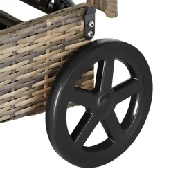 Ligbedden-tectake Wicker ligbed met wielen, Natuur/donkergrijs