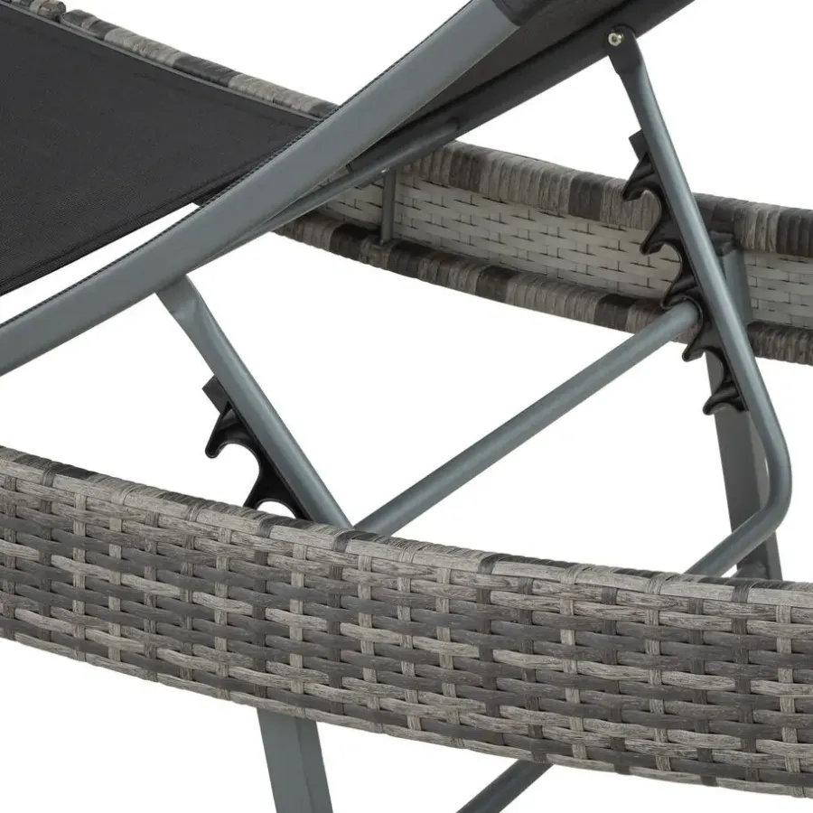 Ligbedden-tectake Wicker ligbed Moana, Grijsgevlekt