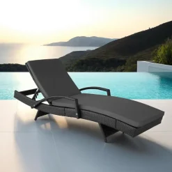tectake Wicker ligbed Océane met aluminium frame, Zwart