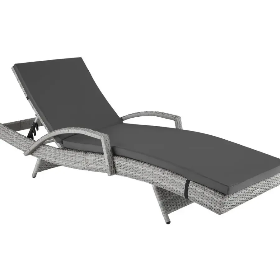 Ligbedden-tectake Wicker ligbed Océane met aluminium frame, Lichtgrijs