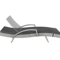 Ligbedden-tectake Wicker ligbed Océane met aluminium frame, Lichtgrijs