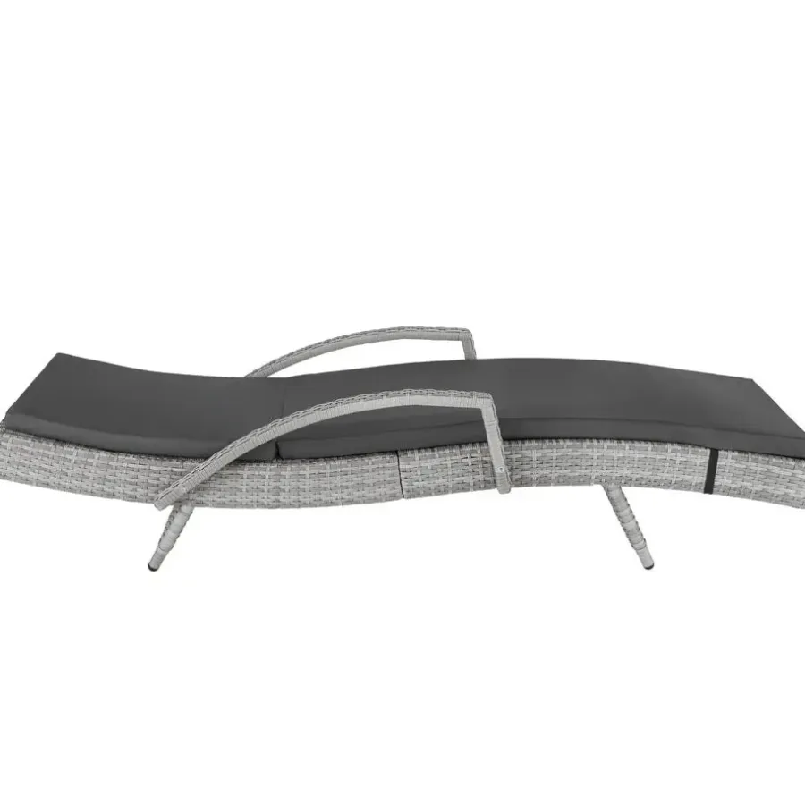 Ligbedden-tectake Wicker ligbed Océane met aluminium frame, Lichtgrijs