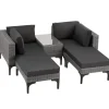 Loungesets-tectake Wicker lounge Bellaria met aluminium frame, Grijs