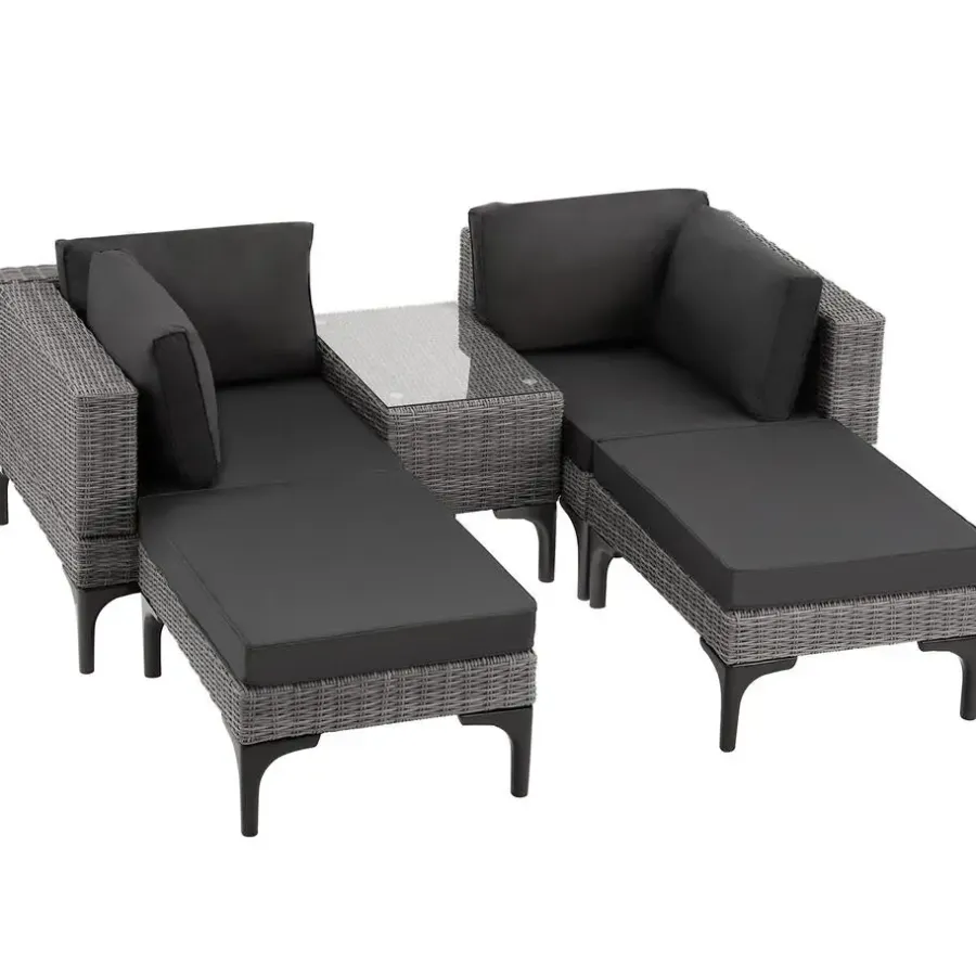 Loungesets-tectake Wicker lounge Bellaria met aluminium frame, Grijs