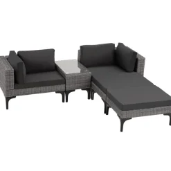 Loungesets-tectake Wicker lounge Bellaria met aluminium frame, Grijs