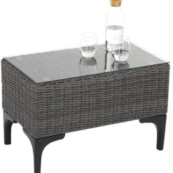 Loungesets-tectake Wicker lounge Bellaria met aluminium frame, Grijs