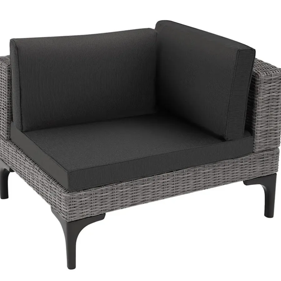 Loungesets-tectake Wicker lounge Bellaria met aluminium frame, Grijs