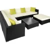 tectake Wicker loungeset met aluminium frame Marbella, Zwart