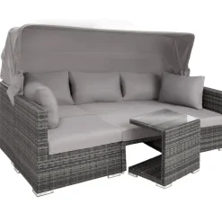 Loungesets-tectake Wicker loungeset San Marino met aluminium frame, Grijs