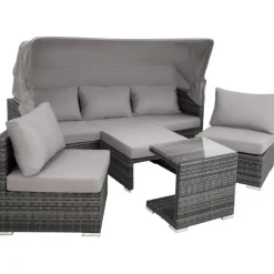 Loungesets-tectake Wicker loungeset San Marino met aluminium frame, Grijs