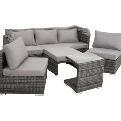 Loungesets-tectake Wicker loungeset San Marino met aluminium frame, Grijs