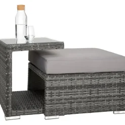 Loungesets-tectake Wicker loungeset San Marino met aluminium frame, Grijs