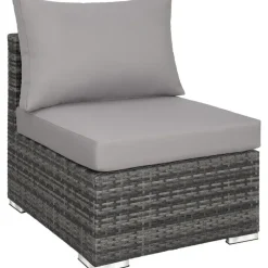 Loungesets-tectake Wicker loungeset San Marino met aluminium frame, Grijs