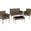 Loungesets-tectake Wicker loungeset Palese voor 4 persone - Natuur