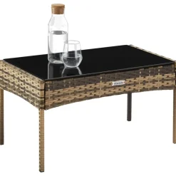 Loungesets-tectake Wicker loungeset Palese voor 4 persone - Natuur