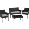 tectake Wicker loungeset Palese voor 4 personen - Zwart