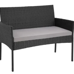 tectake Wicker loungeset Palese voor 4 personen - Zwart