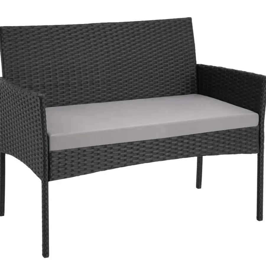 tectake Wicker loungeset Palese voor 4 personen - Zwart