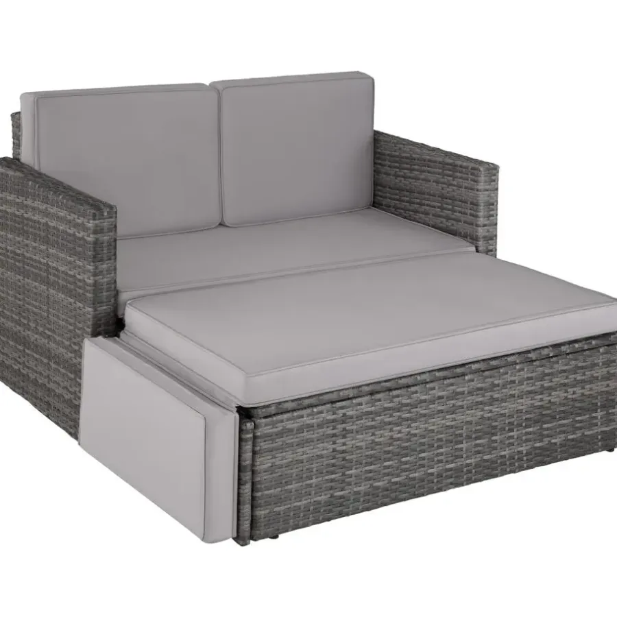 Loungebanken-tectake Wicker loungesofa Corfu, Grijs