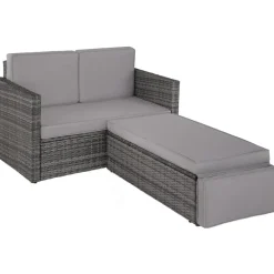 Loungebanken-tectake Wicker loungesofa Corfu, Grijs