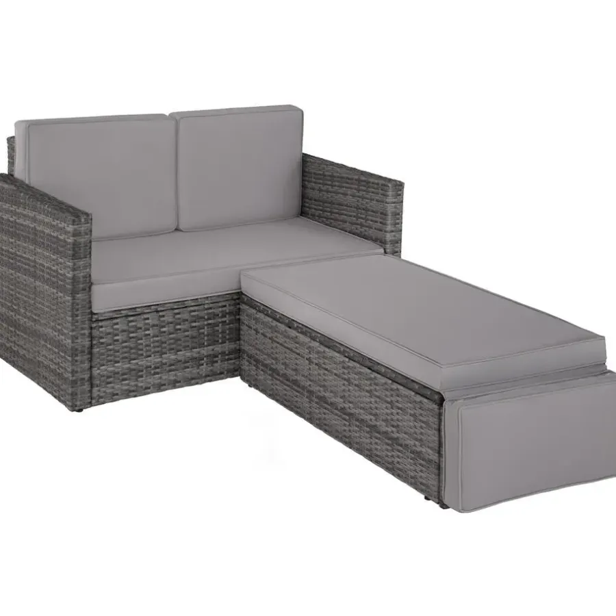 Loungebanken-tectake Wicker loungesofa Corfu, Grijs