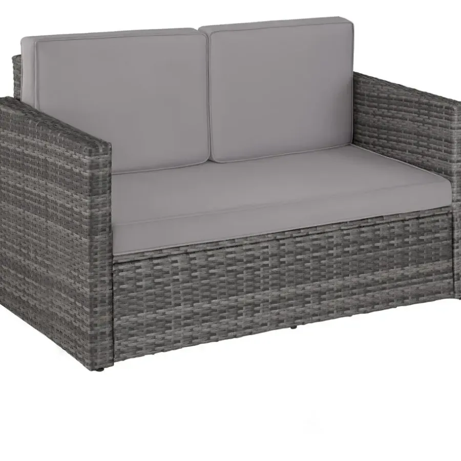 Loungebanken-tectake Wicker loungesofa Corfu, Grijs
