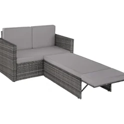 Loungebanken-tectake Wicker loungesofa Corfu, Grijs