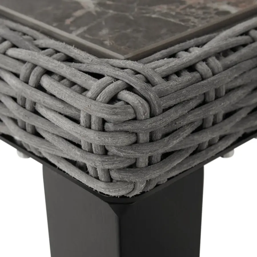 tectake Wicker tafel Tarent 93,5x93,5x75cm, Grijs