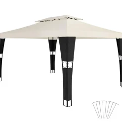 Terrasoverkappingen-tectake Wicker tuinpaviljoen Mona 3x4m, Zwart/crème