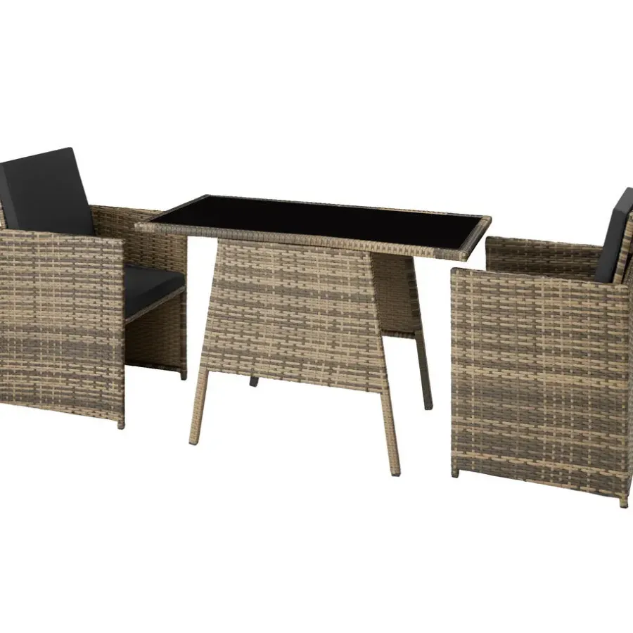 Tuinsets-tectake Wicker tuinset Lausanne 2+1 - Natuur