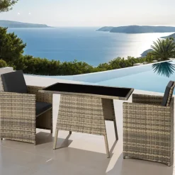 Tuinsets-tectake Wicker tuinset Lausanne 2+1 - Natuur